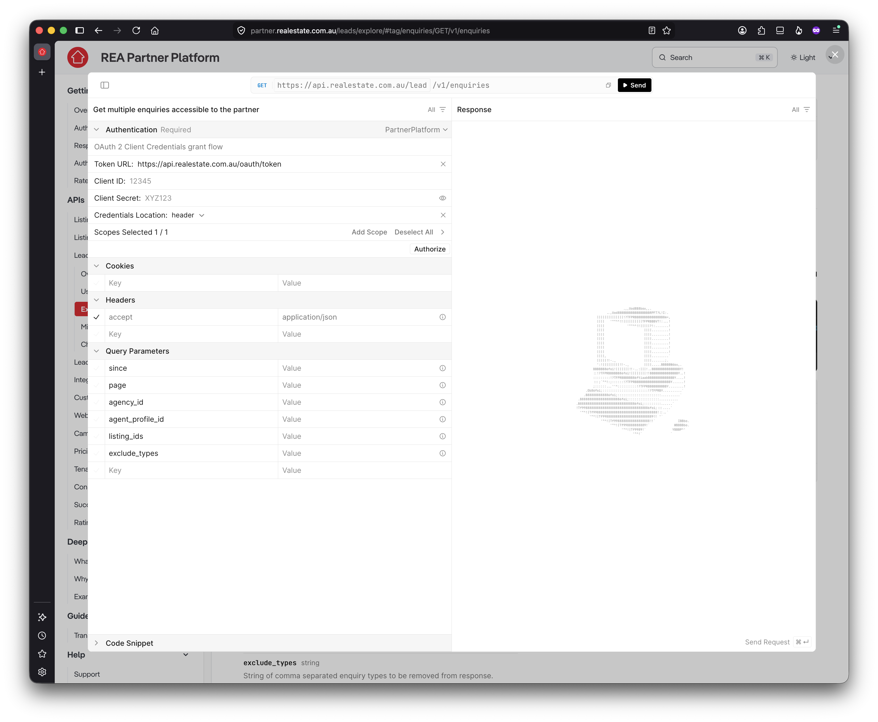 After: OpenAPI renderer modal (Scalar)